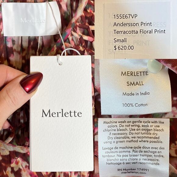 Merlette Andersson Floral Woven Midi Dress in Terracotta NEW, size Small - Picture 5 of 5